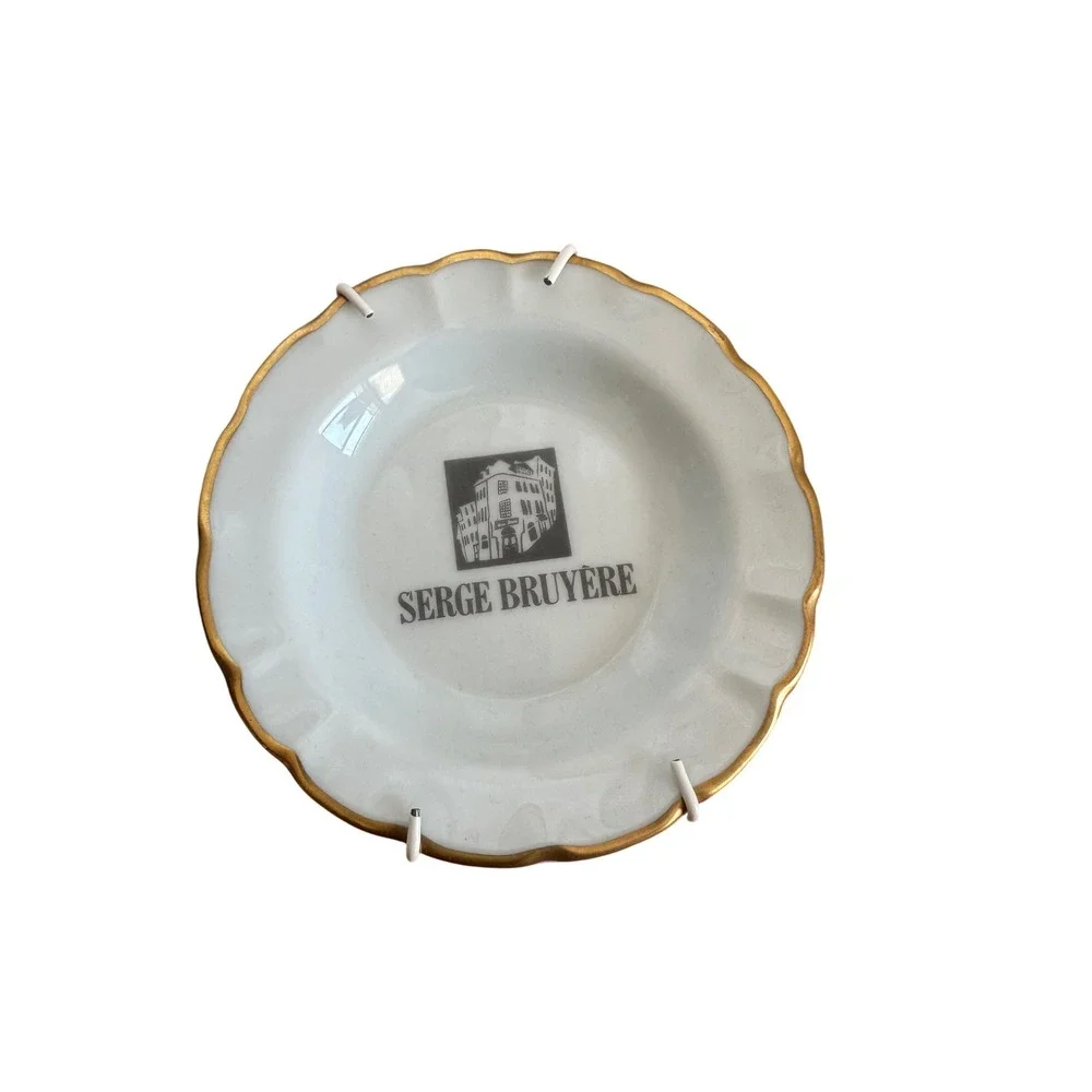 Tharaud Limoges Serge Bruyere Quebec Porcelain Mini Plate Gold Rim France 4.75